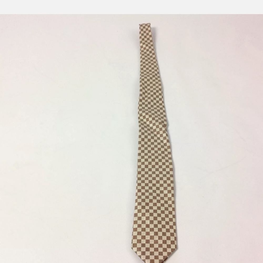 Paul Stuart Mens Tie 100% Silk Basket Weave Brown